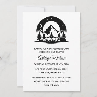 Invitation Minimalist Weekend Camping Bachelorette Party