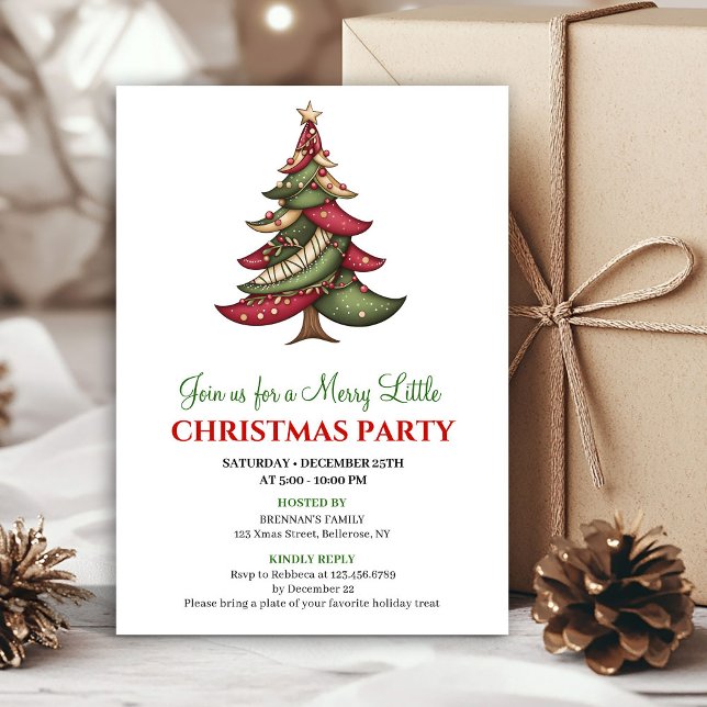 Invitation Minimalist whimsical Christmas tree holiday invite (Minimalist whimsical Christmas tree holiday invite)