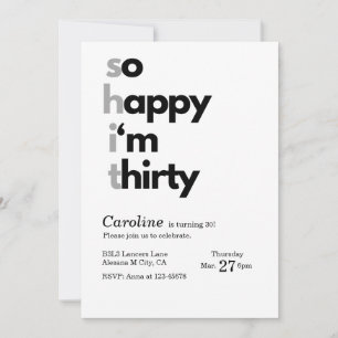 Invitation Minimaliste 30ème Anniversaire Si Heure
