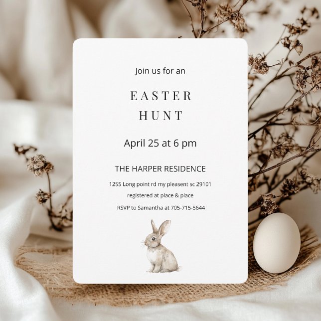 Invitation minimaliste à la chasse aux oeufs de Pâ (Créateur téléchargé)