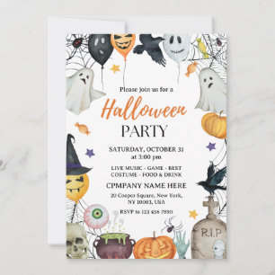 Invitation minimaliste à la fête d'Halloween d'aff