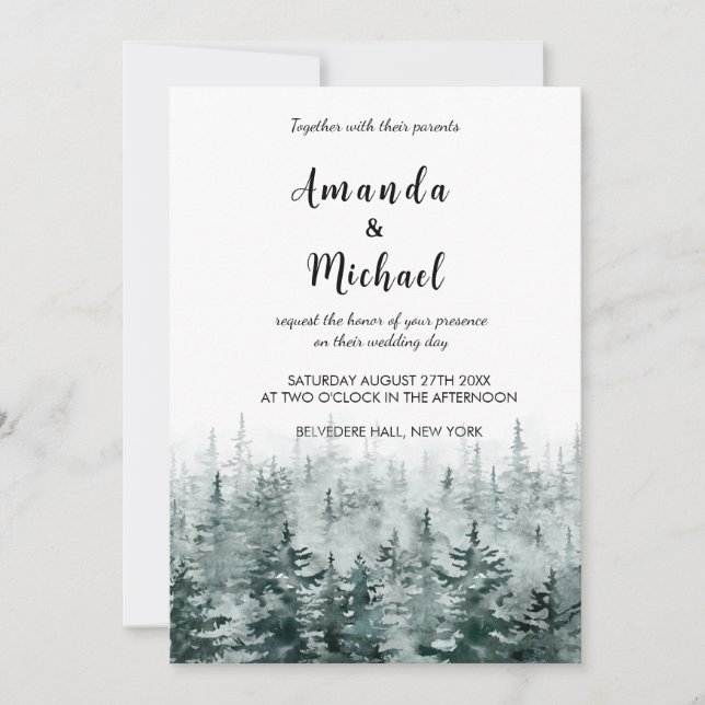 Invitation minimaliste à un mariage d'hiver (Devant)
