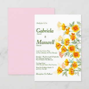 Invitation Minimaliste Aquarelle Californie Mariage de pavot