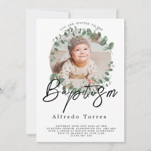 Invitation minimaliste au baptême de bébé avec pho