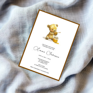 Invitation minimaliste Baby shower d'ours au miel