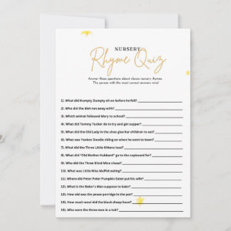 Invitation Minimaliste Baby shower Nursery Rhyme Quiz Jeu voi