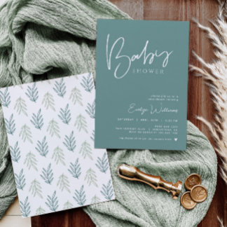 Invitation minimaliste Baby shower turquoise