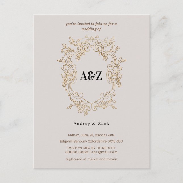 Invitation minimaliste Beige Douche nuptiale (Devant)