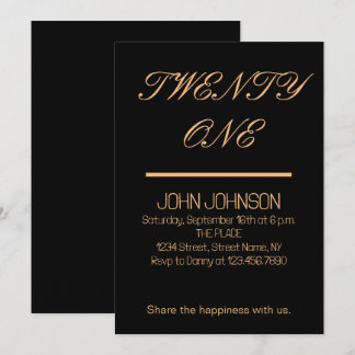 Invitation Minimaliste Black And Gold 21e annivers