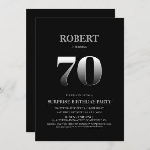 Invitation Minimaliste Black and Silver Surprise 70e annivers