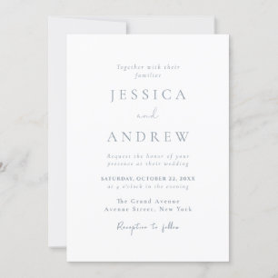 Invitation Minimaliste bleu et blanc bleu et blanc Mariage si
