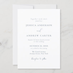 Invitation Minimaliste bleu et blanc bleu et blanc Mariage si