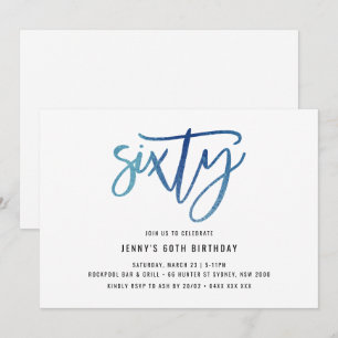 Invitation Minimaliste Blue Foil 60e anniversaire