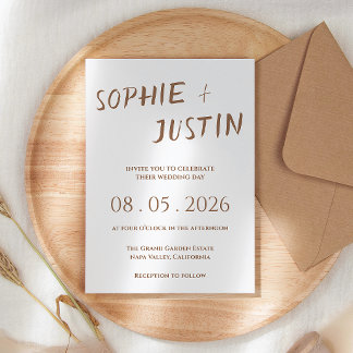 Invitation Minimaliste Boho Élégant Écriture Mariage
