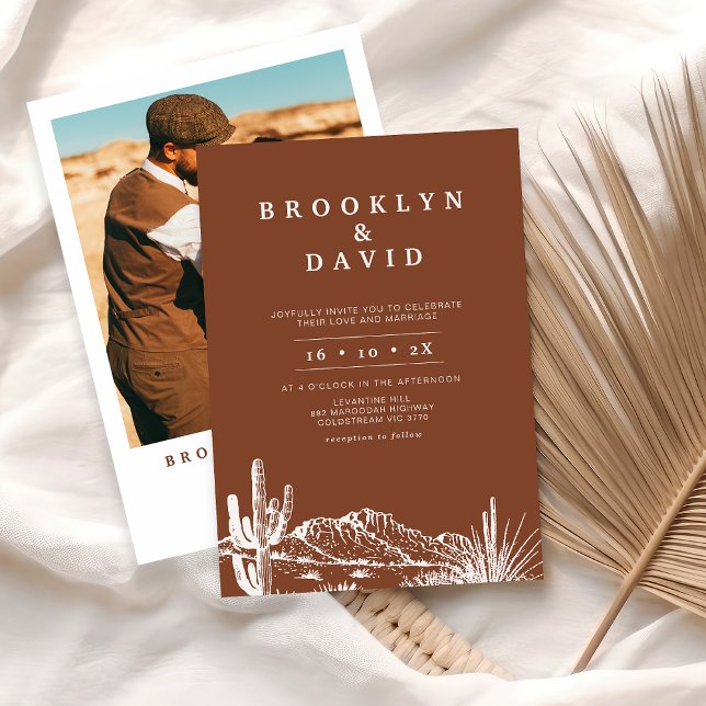 Invitation Minimaliste Boho Terracotta Western Desert Mariage (Terracotta Western Desert Wedding Invitation, Boho Country Desert Wedding Invitation, Modern)
