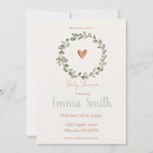 Invitation minimaliste botanique pour baby shower