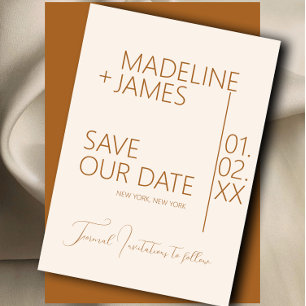 Invitation Minimaliste Brown Beige Type Enregistrer les dates