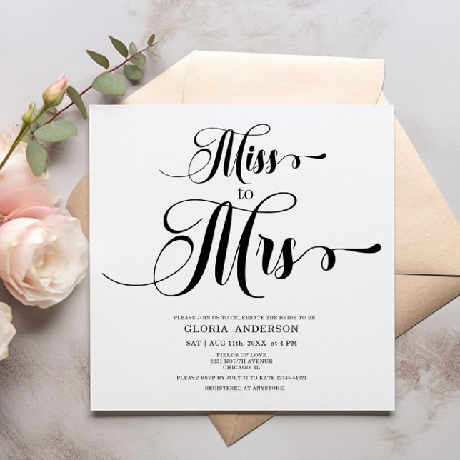 Invitation minimaliste Carré de douche nuptiale (Créateur téléchargé)