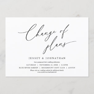 Invitation Minimaliste, changement de plan, mariage reporté