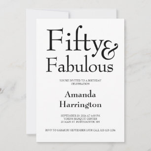 Invitation Minimaliste Cinquante ans et Fantastique Fête d'an