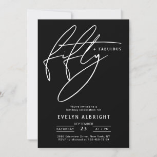 Invitation Minimaliste Cinquante ans et Fantastique Fête d'an