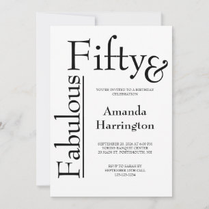 Invitation Minimaliste Cinquante ans et Fantastique Fête d'an