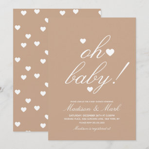 Invitation Minimaliste Coeurs flottants Baby shower Earthy In