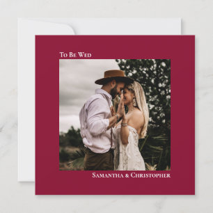 Invitation Minimaliste Cranberry Red Chic Carré Photo Mariage