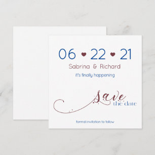 Invitation Minimaliste Dark Navy & Burgundy Enregistrer la da