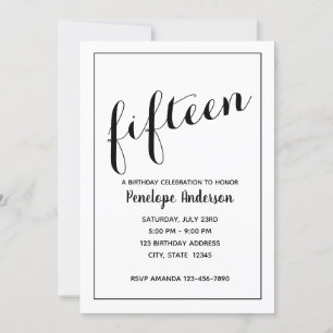 Invitation minimaliste de 15e anniversaire