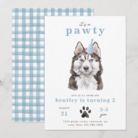 Invitation minimaliste de chien Husky | Pawty