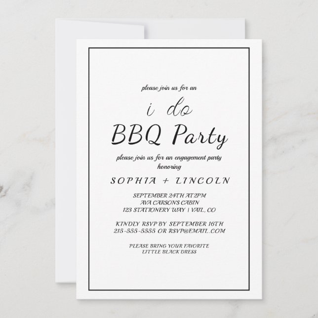 Invitation minimaliste de la partie d'engagement " (Devant)