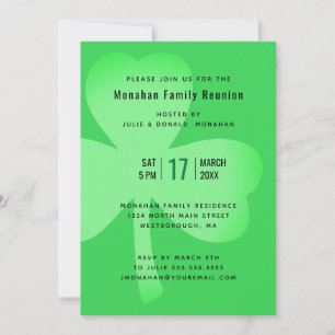 Invitation Minimaliste de l'Shamrock vert irlandais de la Réu
