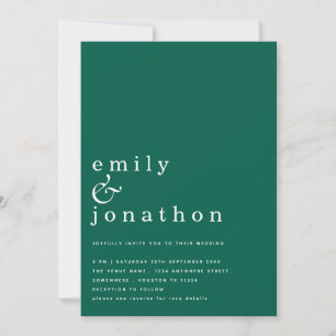 Invitation Minimaliste de texte simple QR Code Emerald Mariag