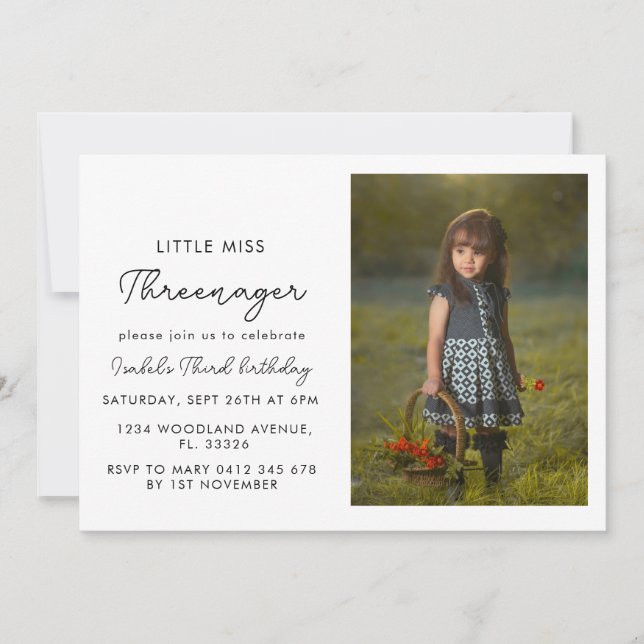 Invitation minimaliste de troisième anniversaire 3 (Devant)