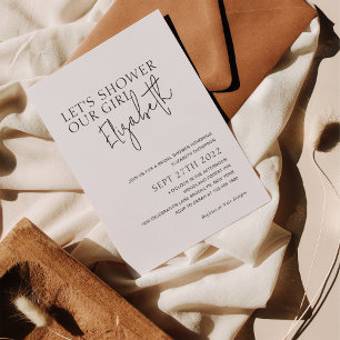 Invitation Minimaliste Douche Notre Fête des mariées Fille