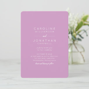 Invitation Minimaliste doux violet élégant Mariage moderne