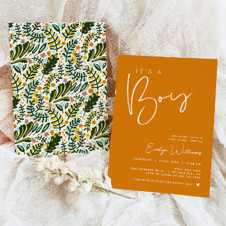 Invitation minimaliste du Baby shower Garçon Orang