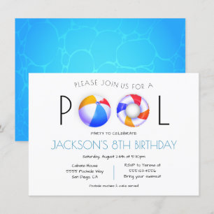 Invitation minimaliste du Pool Party