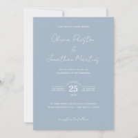 Minimaliste Dusty bleu QR Code RSVP Mariage