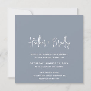 Invitation Minimaliste Dusty Blue Mariage moderne