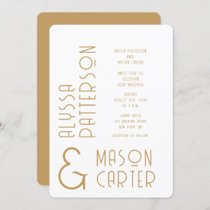 Invitation Minimaliste Elegant Gold Mariage moderne