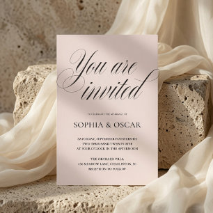 Invitation Minimaliste Élégant Mariage Rose Pâle 