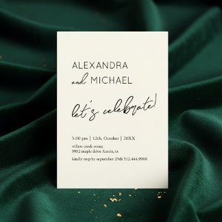 Invitation Minimaliste Élégant Typographie de Fiançailles Crè