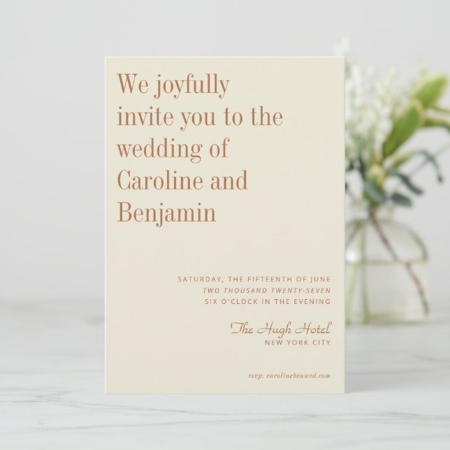 Invitation Minimaliste Élégante Crème rouille Dusty Mariage m (Debout devant)