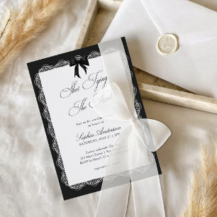 Invitation Minimaliste Elle Noue Le Nœud Bow Enterrement de V