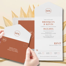 Invitation minimaliste en terre cuite tout en un m