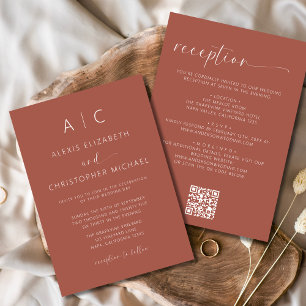 Invitation Minimaliste en terre cuite tout en un Mariage QR C