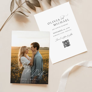 Invitation Minimaliste Enregistrer la date, Photo Boho Enregi