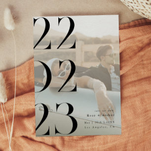 Invitation Minimaliste et chic noir et blanc Save the date